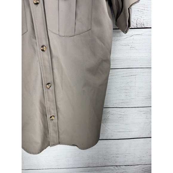 Vintage EDDIE BAUER Tan Khaki Button Down Camp Hiking Shirt Size Medium - Picture 6 of 8